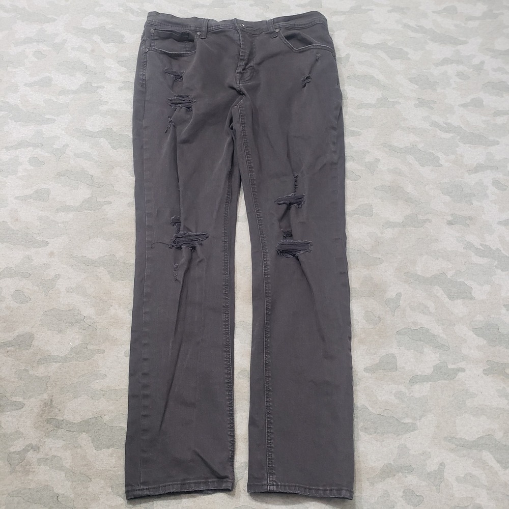 Departwest Seeker Jeans Mens 36x32 Gray Distressed Denim Medium Wash